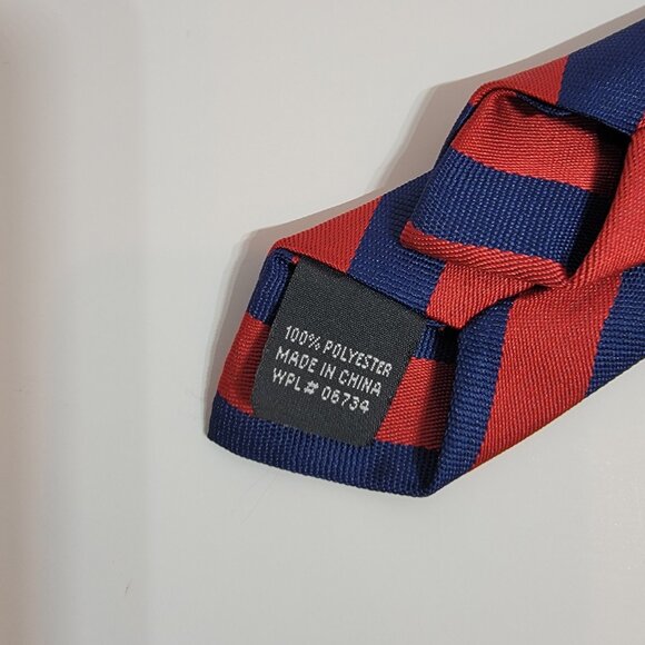 Red/Dark Blue Striped Boys Clip Tie - Picture 4 of 4